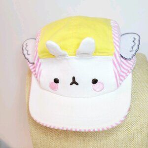 Kids Toddler Molang Embroidered 3D Adjustable Strips Pink Yellow Hat Cap READ